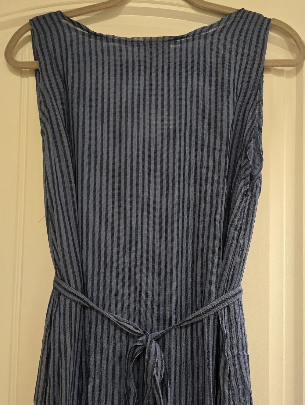 Nwt Boutique Layered Soft Indigo Blue Striped Sleeveless Midi Dress - Picture 5 of 7